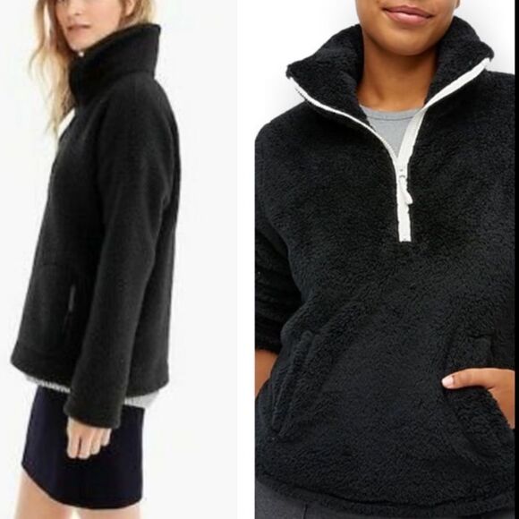 J. Crew Polartec Black Sherpa Fleece Half Zip Pull Over Jacket - Picture 12 of 12